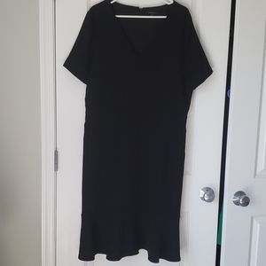 Adorable fluted black v neck Ann Taylor dress